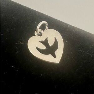 JAMES AVERY Sterling Silver Descending Dove Heart Charm Pendant; RETIRED